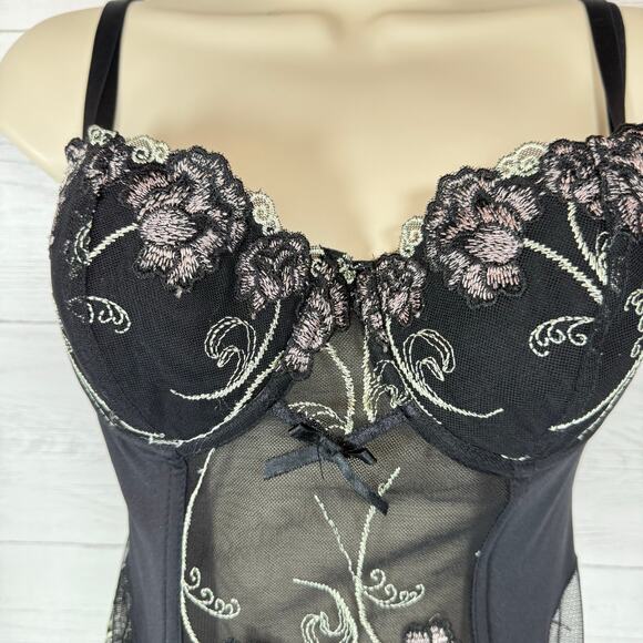 VTG Donna L'oren Y2K black lace corset 34C whimsygoth coquette grunge witchy emo - Picture 5 of 10